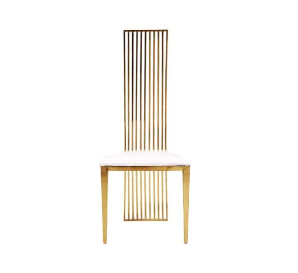 Chaise de salle à manger dorée avec dossier en acier