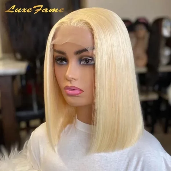 Perruque Bob lisse en cheveux naturels brésiliens, perruque Lace Front, perruque Remy soyeuse et lisse pour femmes noires – Image 2