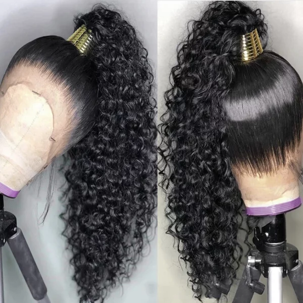 Perruques de cheveux humains crépus bouclés bon marché, perruques de cheveux humains avec dentelle frontale, cheveux vierges vietnamiens, perruques de cheveux humains avec dentelle frontale HD sans colle pour femmes noires