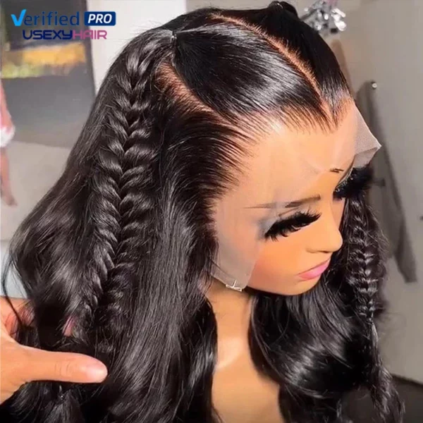 Perruques en dentelle frontale sans colle Full HD de 40 pouces, cheveux humains indiens vierges non traités, 100 % cuticules alignées, pour femmes – Image 6