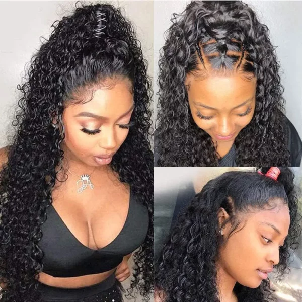 Perruques de cheveux humains crépus bouclés bon marché, perruques de cheveux humains avec dentelle frontale, cheveux vierges vietnamiens, perruques de cheveux humains avec dentelle frontale HD sans colle pour femmes noires – Image 2