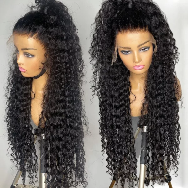 Perruques de cheveux humains crépus bouclés bon marché, perruques de cheveux humains avec dentelle frontale, cheveux vierges vietnamiens, perruques de cheveux humains avec dentelle frontale HD sans colle pour femmes noires – Image 6