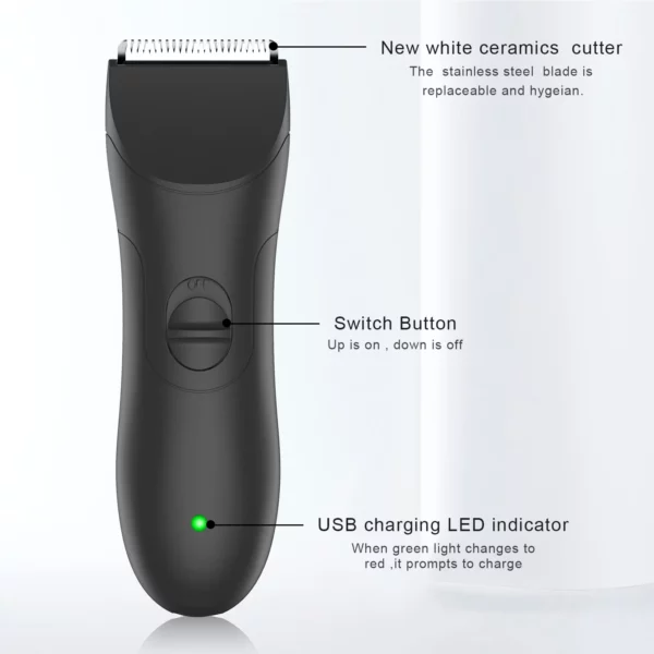Tondeuse électrique étanche pour hommes, rasoir pour le bikini et l'aine – Image 2