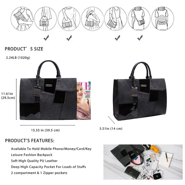 Sac à main en cuir synthétique pour femme, design de mode HEC 2022, vente en gros – Image 5