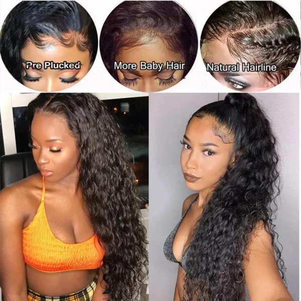 Perruques de cheveux humains crépus bouclés bon marché, perruques de cheveux humains avec dentelle frontale, cheveux vierges vietnamiens, perruques de cheveux humains avec dentelle frontale HD sans colle pour femmes noires – Image 4