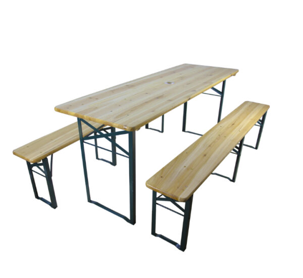 Ensemble table et banc en bois – Image 3